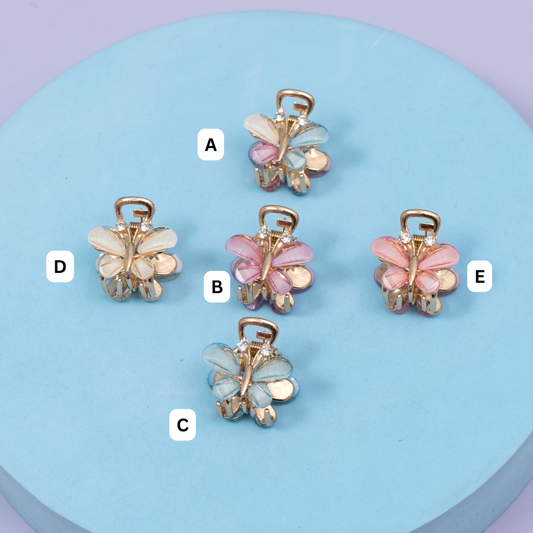 Mini Butterfly Crystal Hair Claw (1Dz) - UBKWS2714