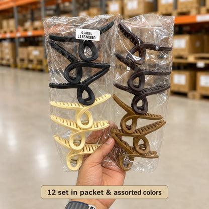 Korean style Matt hair claw (Pack of 12) - UBKWS817