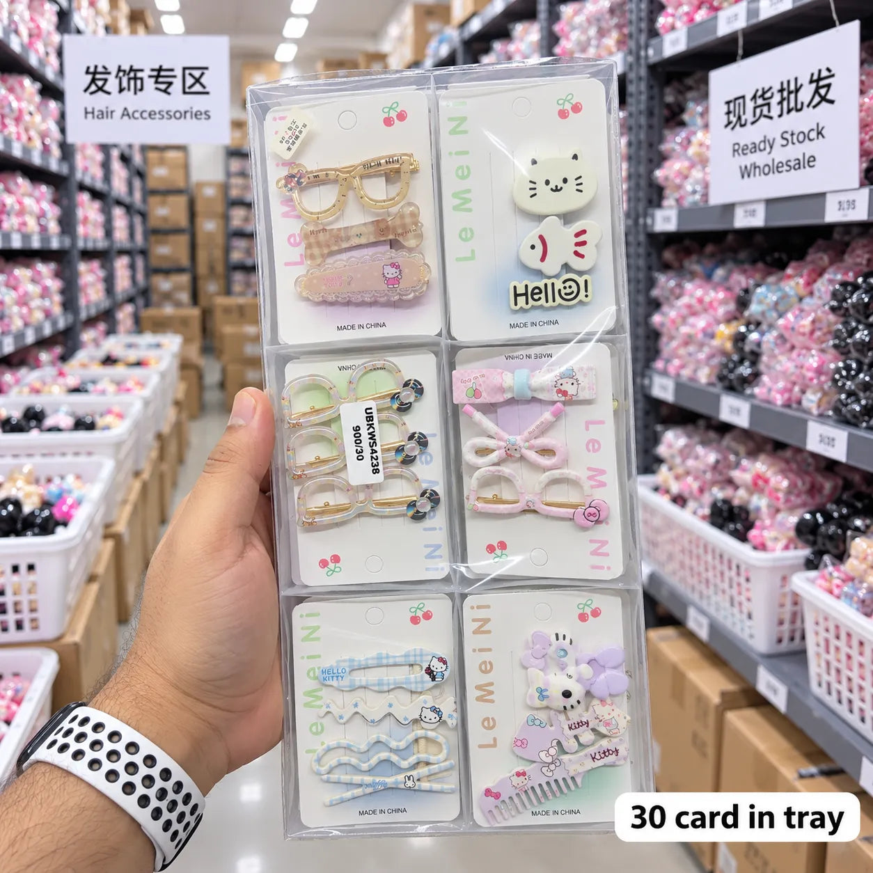 3 pc Korean assorted hair pins  (30 card) - UBKWS4238
