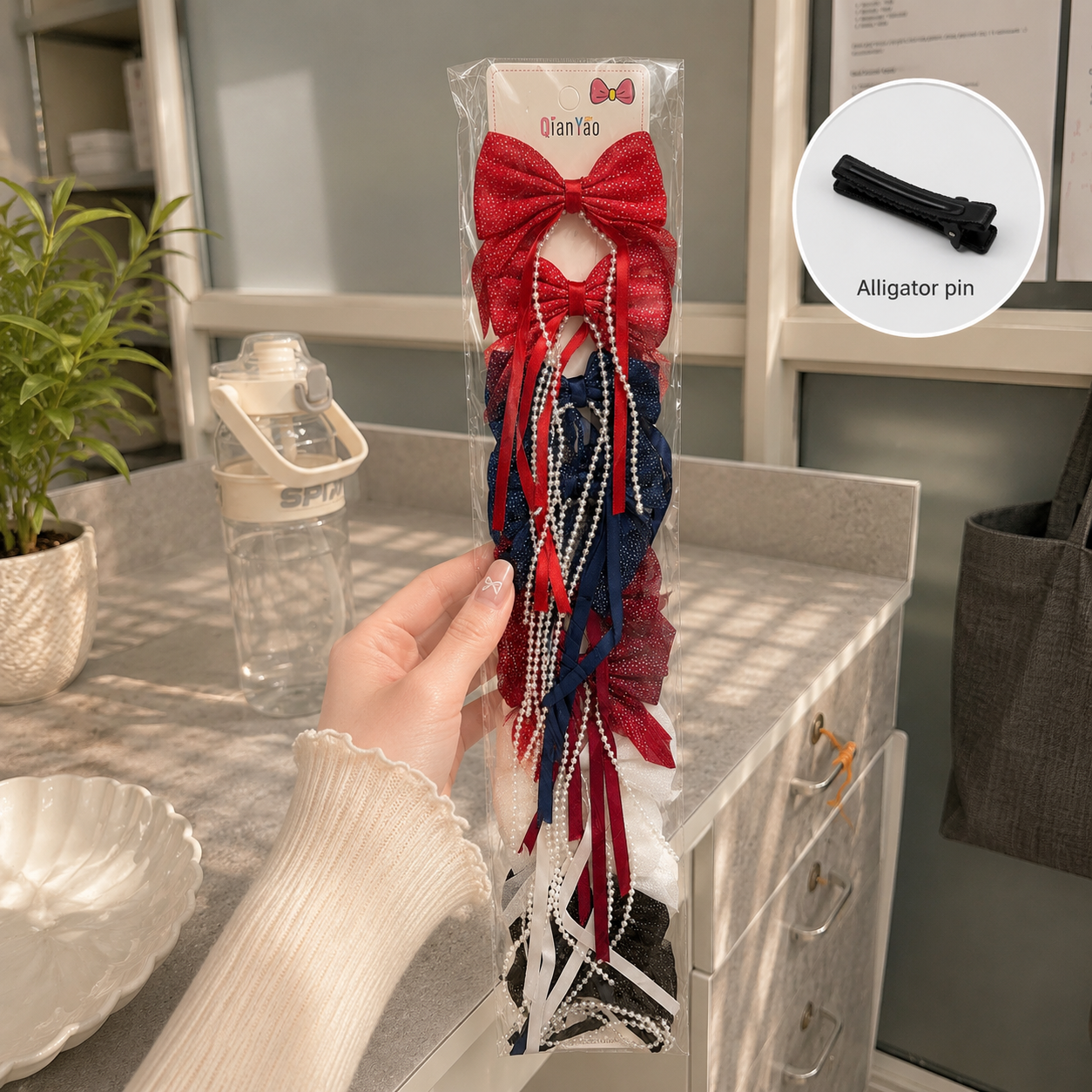 Printed hair bow (10 Pcs) - UBKWS2910