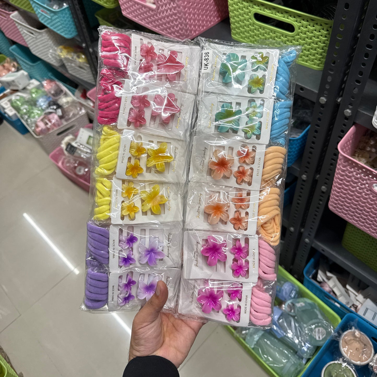 Floral Charm Hair Accessory Combo (12 Sets) - UBKWS1169