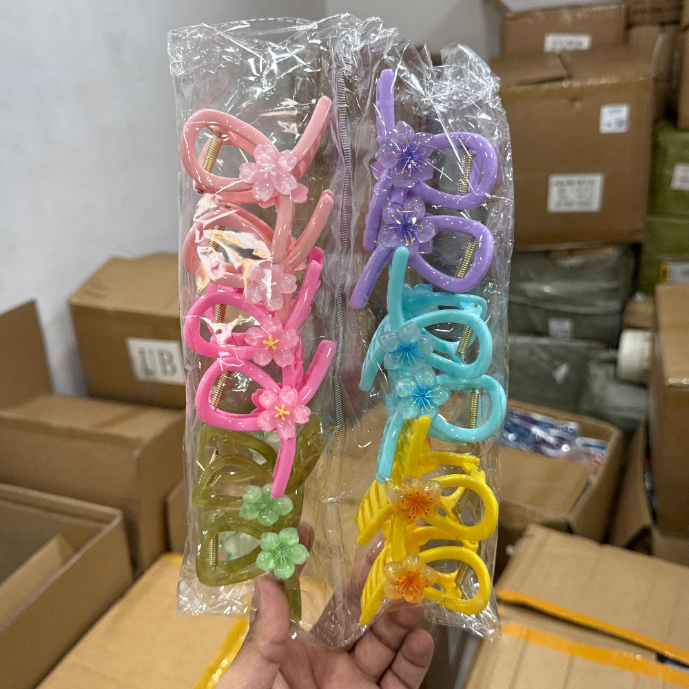 Glossy Floral Omega Hair Claw (1Dz) - UBKWS2468