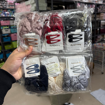 Scrunchie & Hair Clip Set (12Pcs) - UBKWS1142