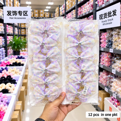 XL Polka Dot Organza Bow Hair Claw (1Dz) – UBKWS4297