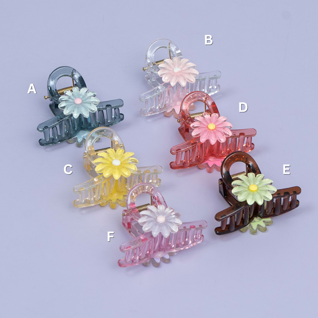 Floral Transparent Hair Claw Clip (1Dz) - UBKWS2400