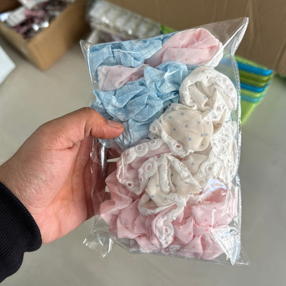 Checkered & Printed Scrunchies (12Pcs) - UBKWS1149