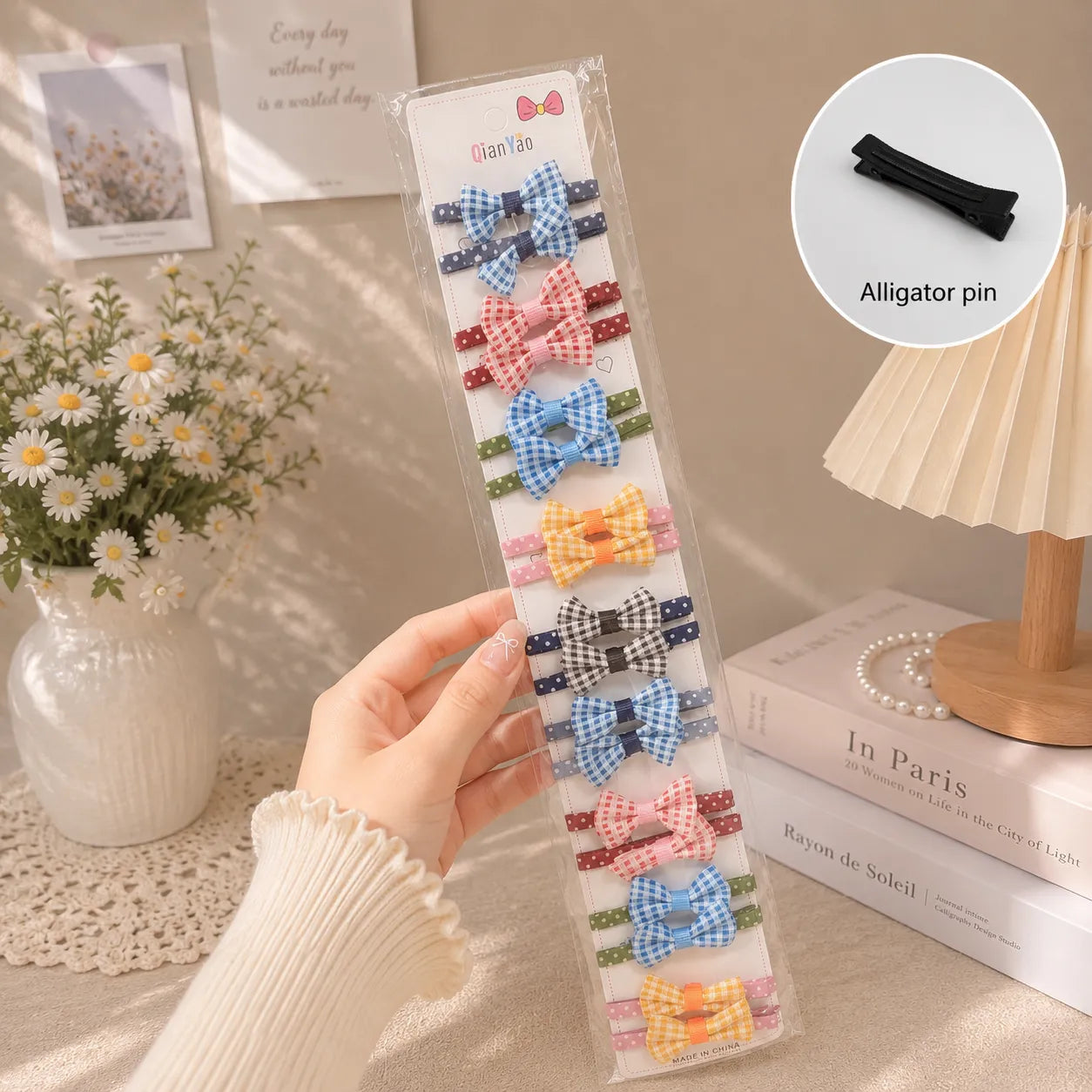 Printed hair bow (10 Pcs) - UBKWS0011-J