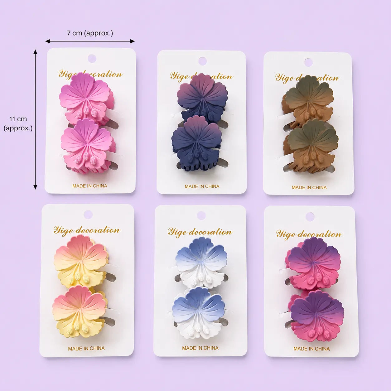 Korean flower matt hair claws (1Dz) - UBKWS2972