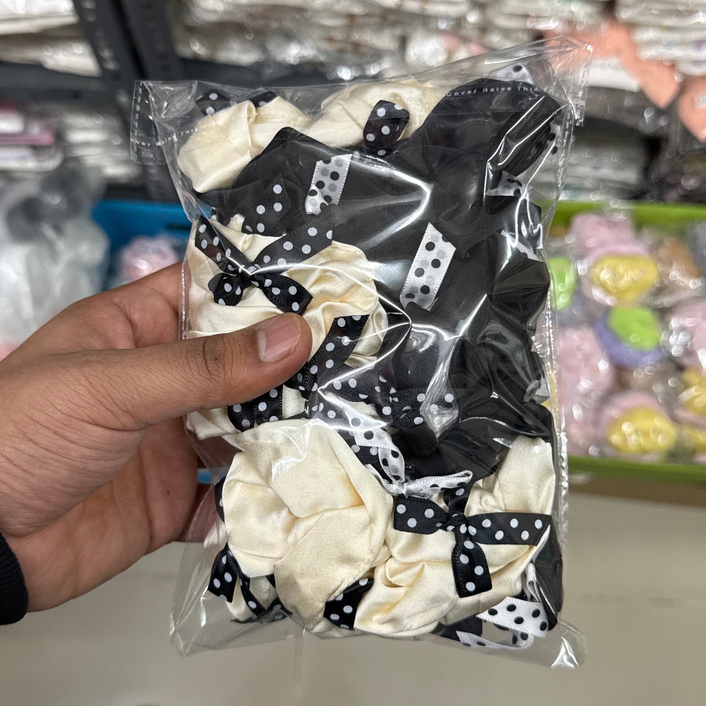 Satin Hair Scrunchie with Polka Dot Bows (12Pcs) - UBKWS1126