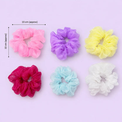 🇮🇳♥️ Hand made Organza Scrunchies Set (1Dz)  - UBKWS4077