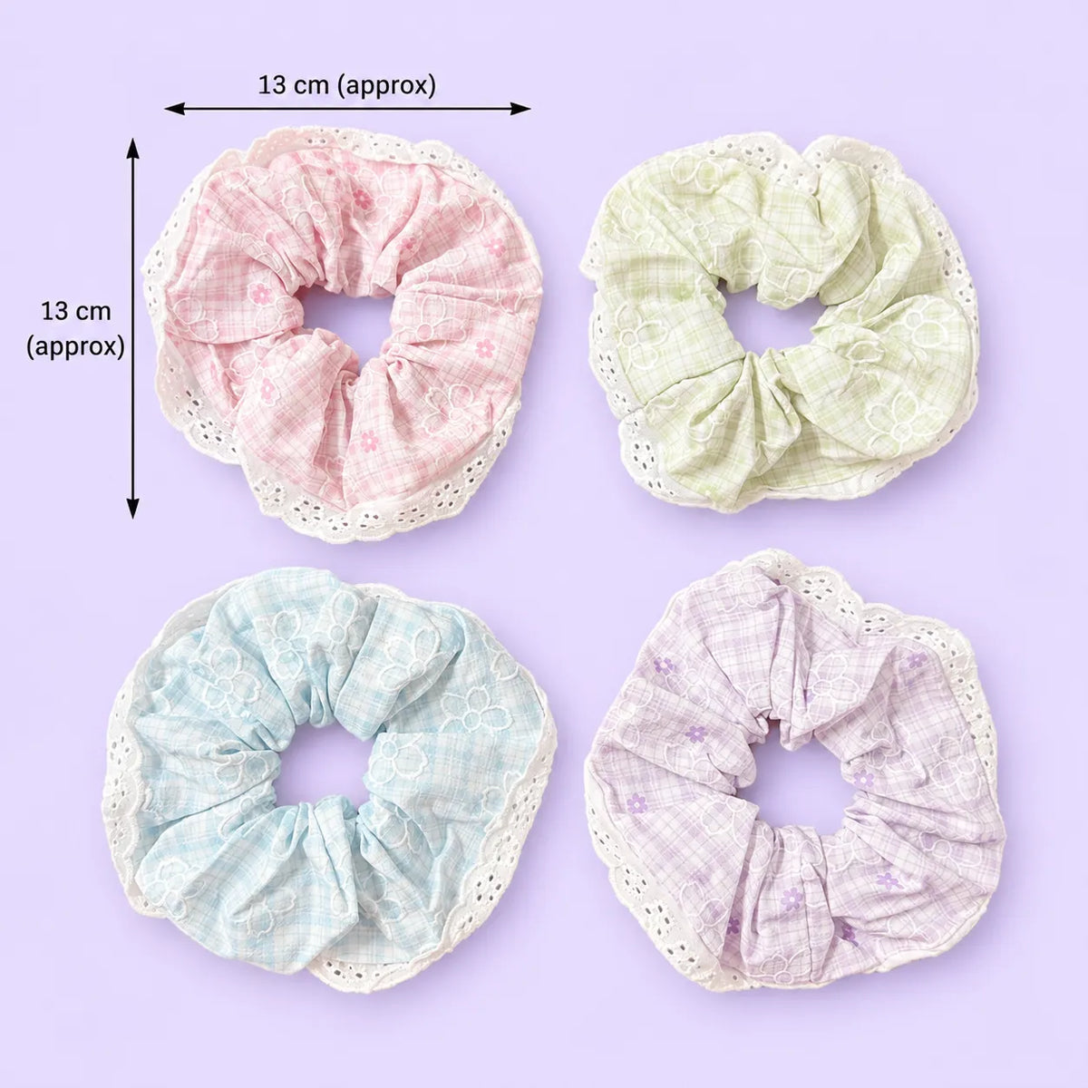 Korean printed hair scrunchies  (1Dz) - UBKWS4267