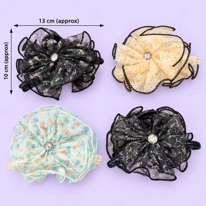 XL Organza Floral Hair Claw Clip (1Dz) – UBKWS4294