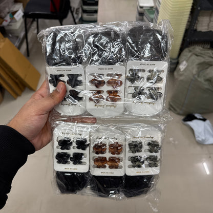 Mini Claw & Hair Tie Set (12Pcs) - UBKWS1140