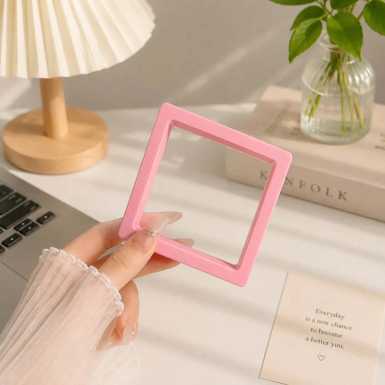 9x9 Cm - 3D Floating box (10Pcs) - Baby pink