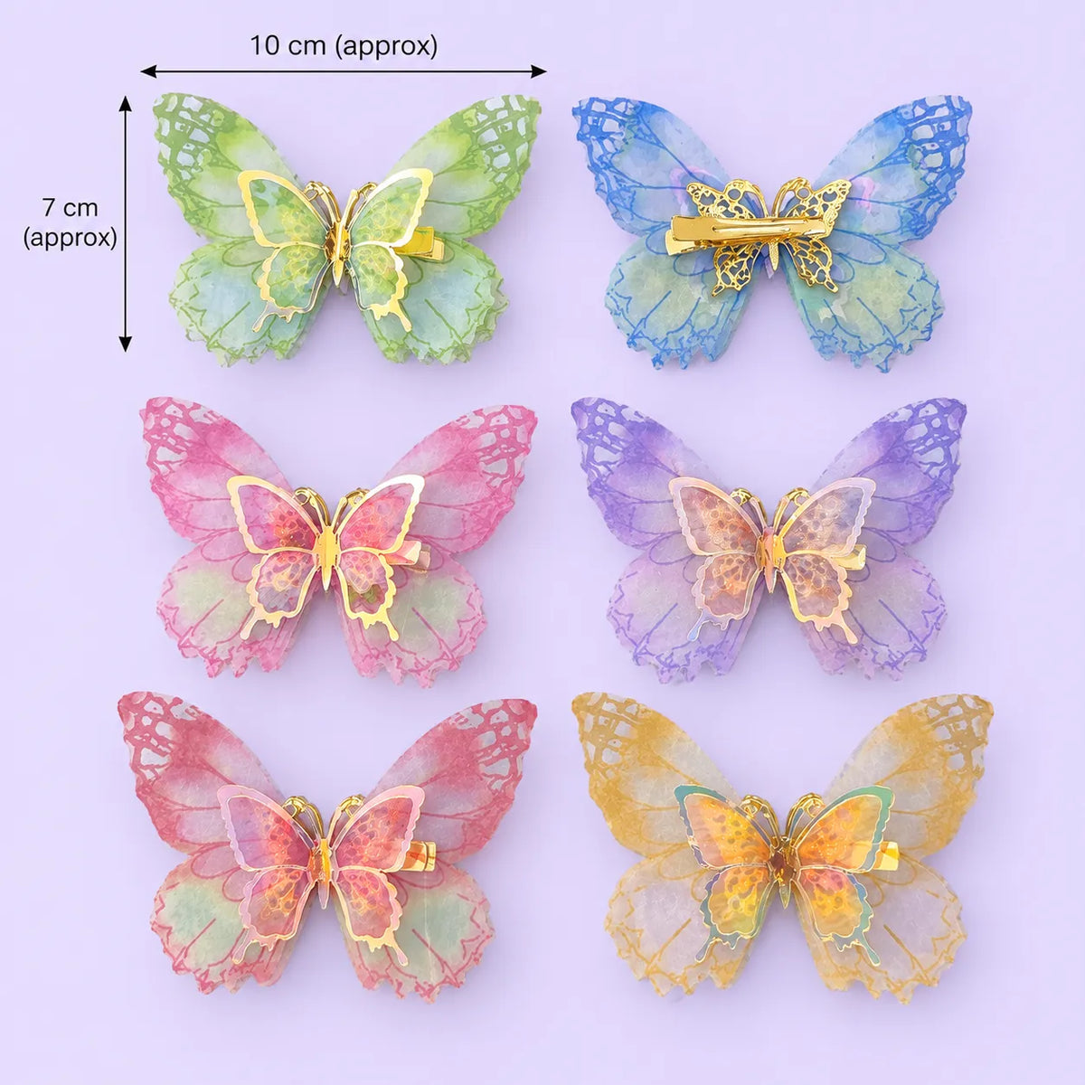 XL Butterfly alligator hair pins  (1Dz) - UBKWS4243