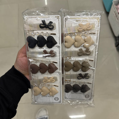 Matte Heart & Bow Hair Pin Set (12 Sets) - UBKWS1187