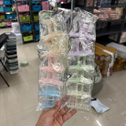Pastel Rectangle Hair Claw (12Pcs) - UBKWS1132