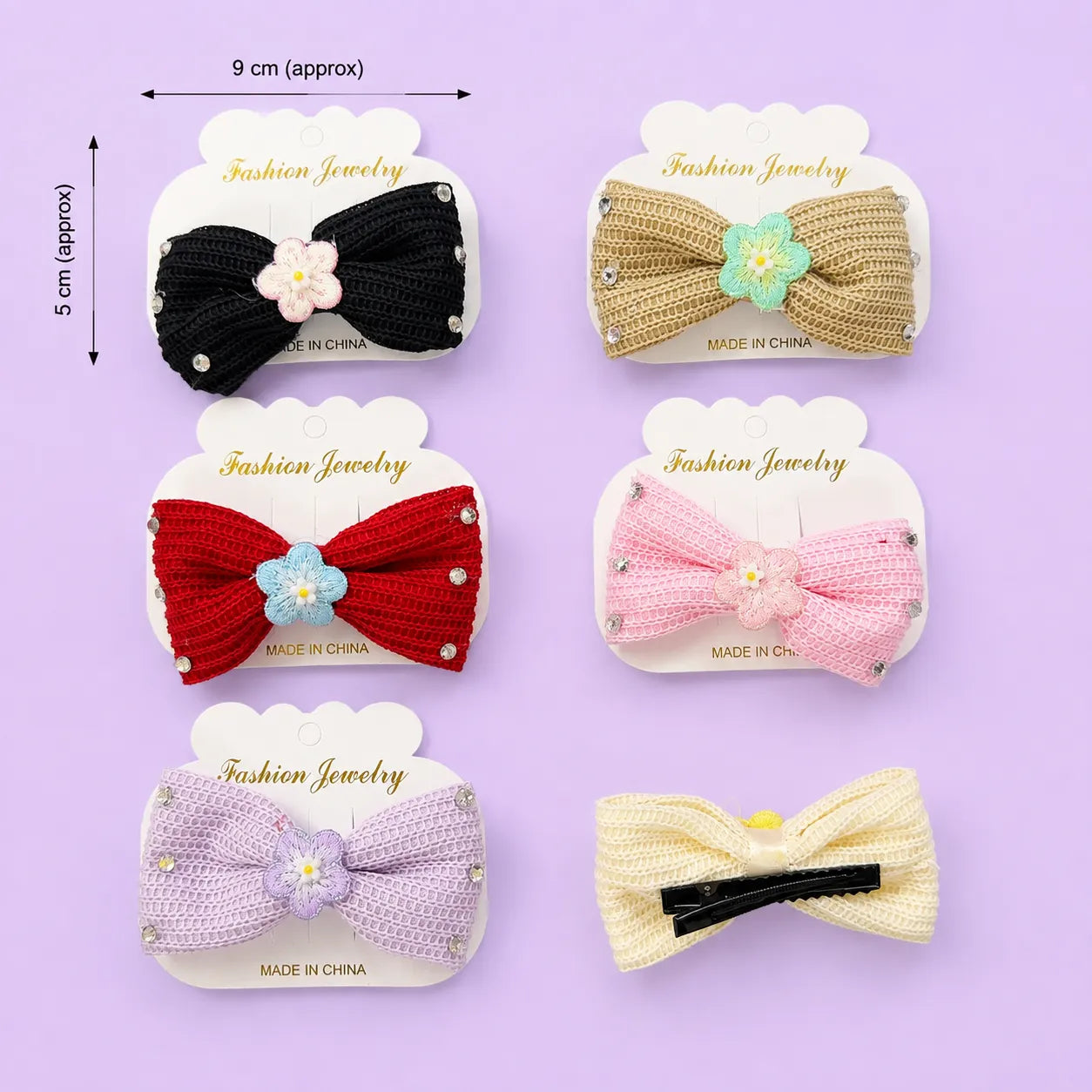 Korean crochet hair bow alligator pin (1Dz) - UBKWS4218