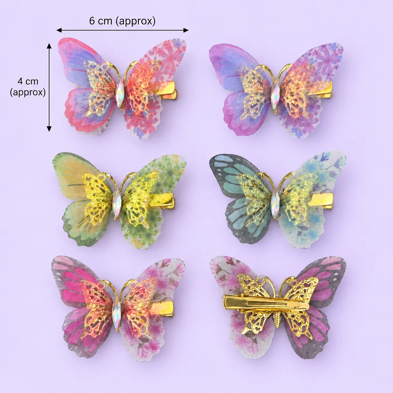 Butterfly alligator hair pins  (1Dz) - UBKWS4239