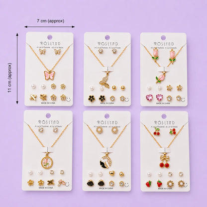 Korean earrings & necklace set (1Dz) - UBKWS4174