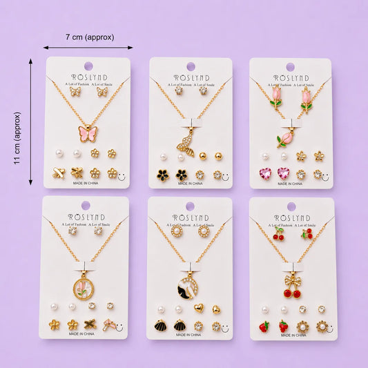 Korean earrings & necklace set (1Dz) - UBKWS4174