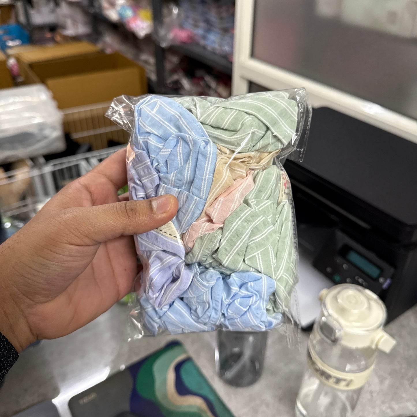Striped Cotton Scrunchie (1Dz) - UBKWS2492