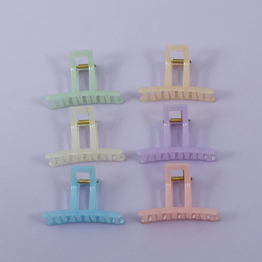 Pastel Rectangle Hair Claw (12Pcs) - UBKWS1132
