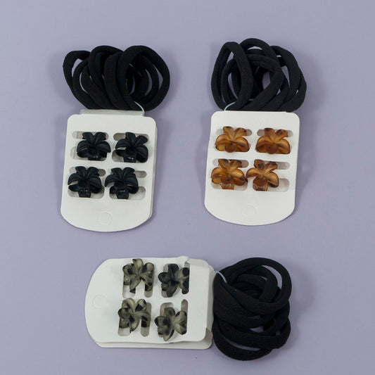 Mini Claw & Hair Tie Set (12Pcs) - UBKWS1140
