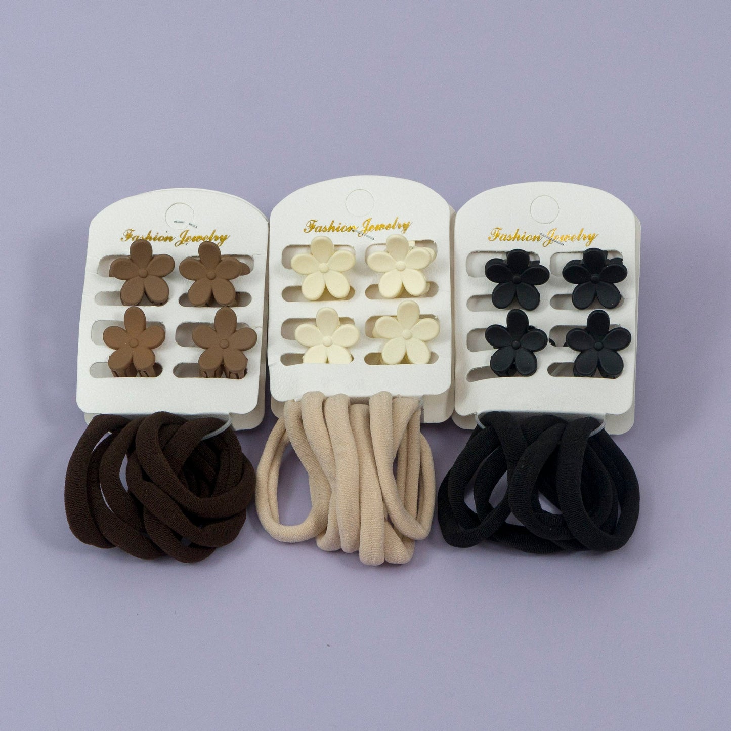 Flower Claw & Hair Tie Set (12Pcs) - UBKWS1141
