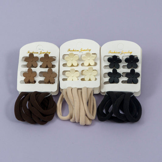 Flower Claw & Hair Tie Set (12Pcs) - UBKWS1141