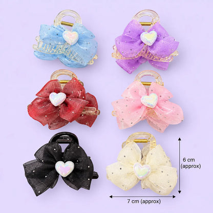 Designer heart bow hair claw (1Dz) - UBKWS4344