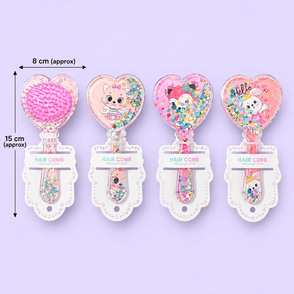 Heart Kids Glitter hair brush (1Dz) - UBKWS4327
