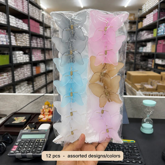 Frosted Butterfly matt hair claw (1Dz) - UBKWS2933