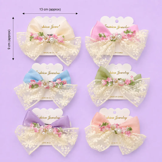 Korean crochet hair bow alligator pin (1Dz) - UBKWS4220