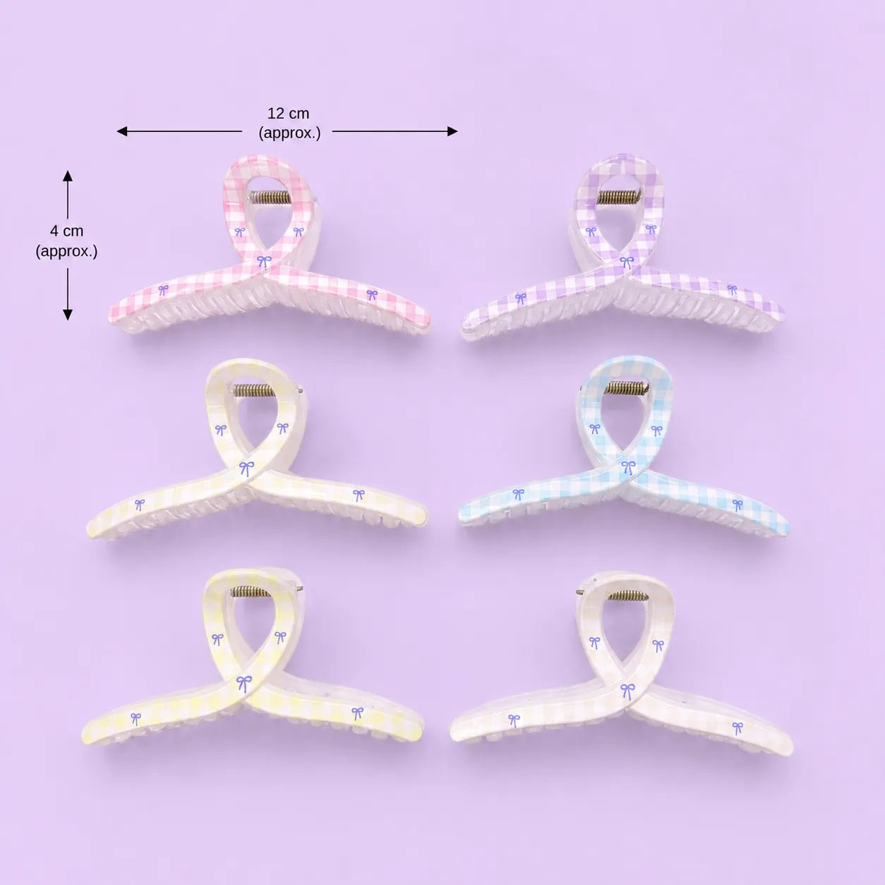 Printed Gingham Hair claw (1Dz) - UBKWS2051