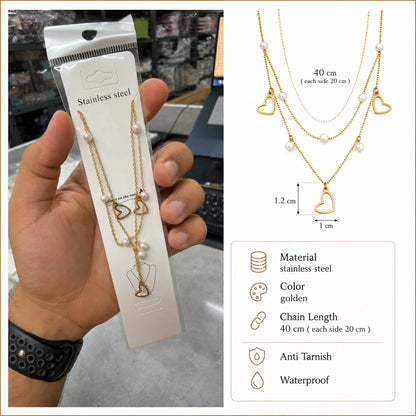 Heart double layered Necklace (1Pc) - UBKWS3006