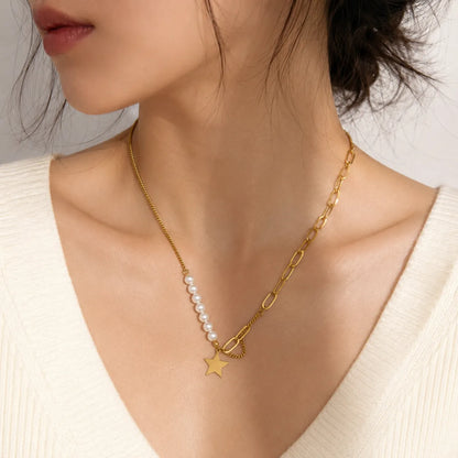 Star & pearl Necklace (1Pc) - UBKWS3012