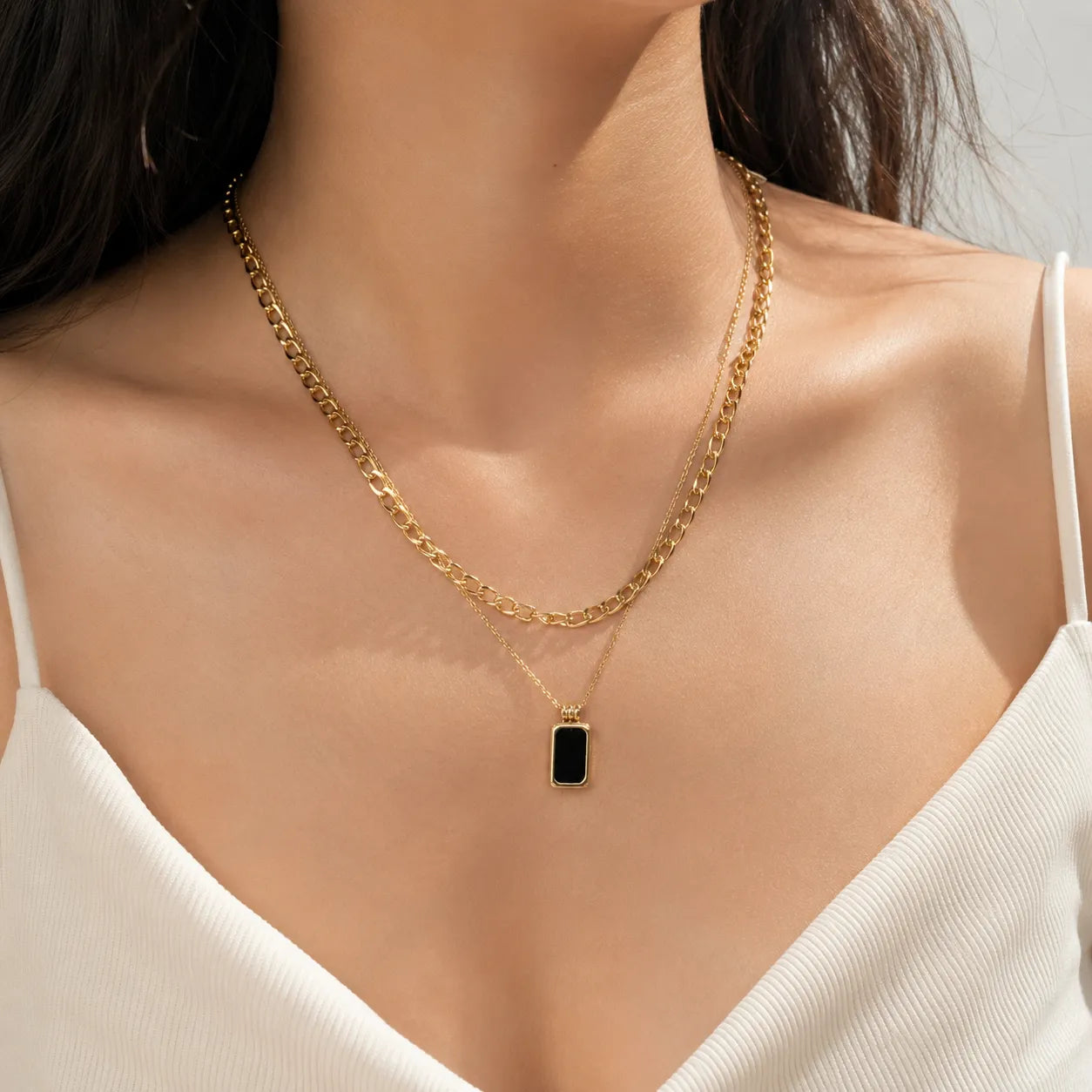 Korean double layered Necklace (1Pc) - UBKWS3009