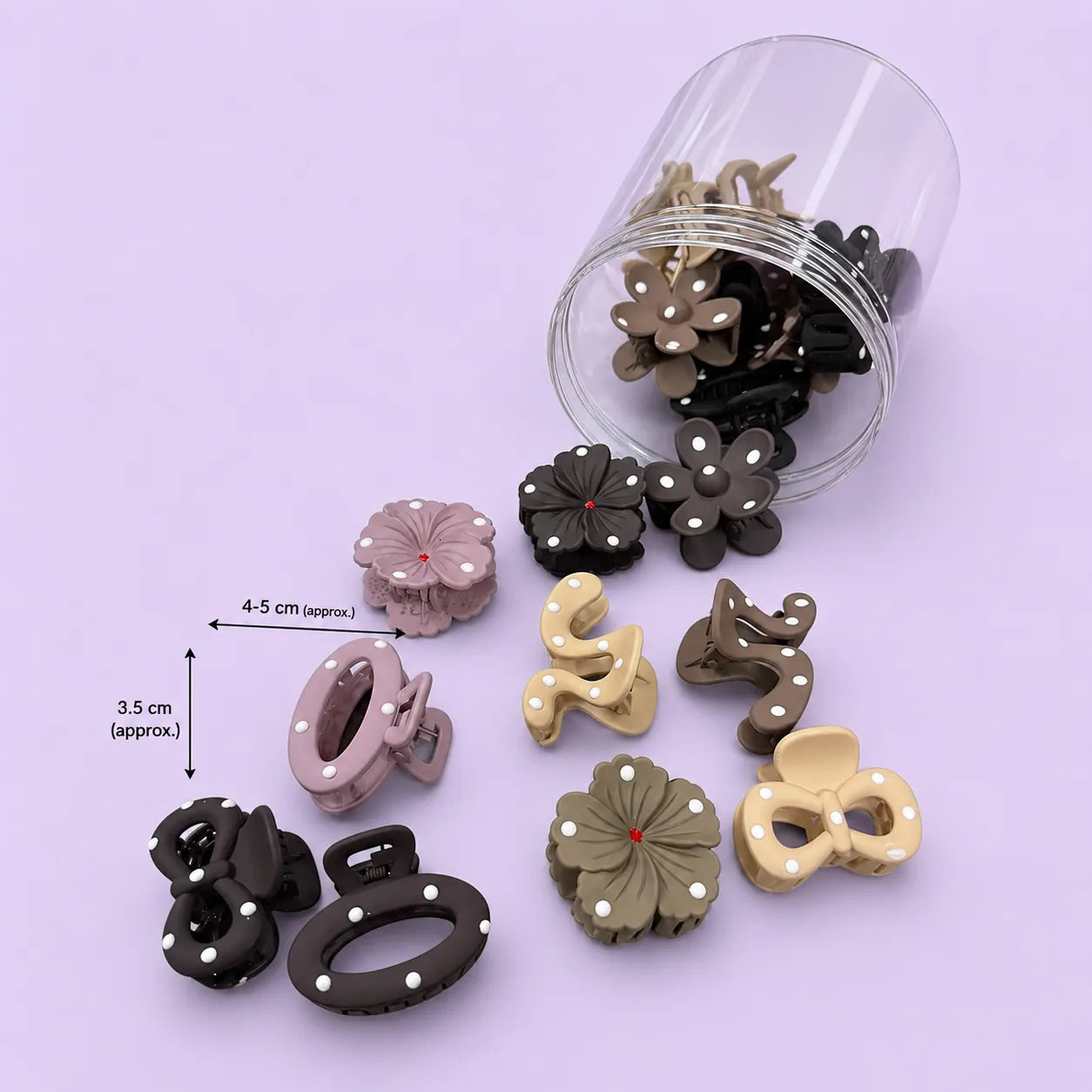 Dotted matt hair claw (18 Pcs) - UBKWS2888