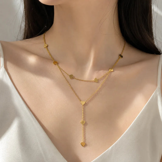 Heart double layered Necklace (1Pc) - UBKWS3002