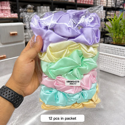 🇮🇳♥️ Hand made Satin Scrunchies Set (1Dz)  - UBKWS4078