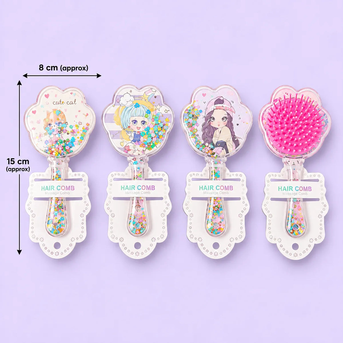 Flower Kids Glitter hair brush (1Dz) - UBKWS4329