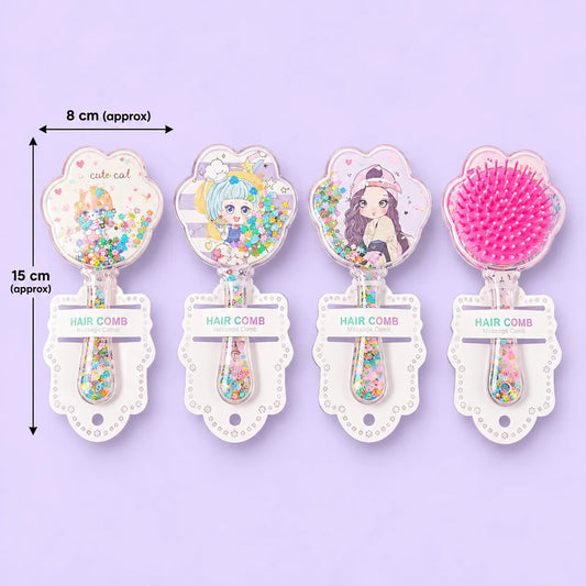 Flower Kids Glitter hair brush (1Dz) - UBKWS4329