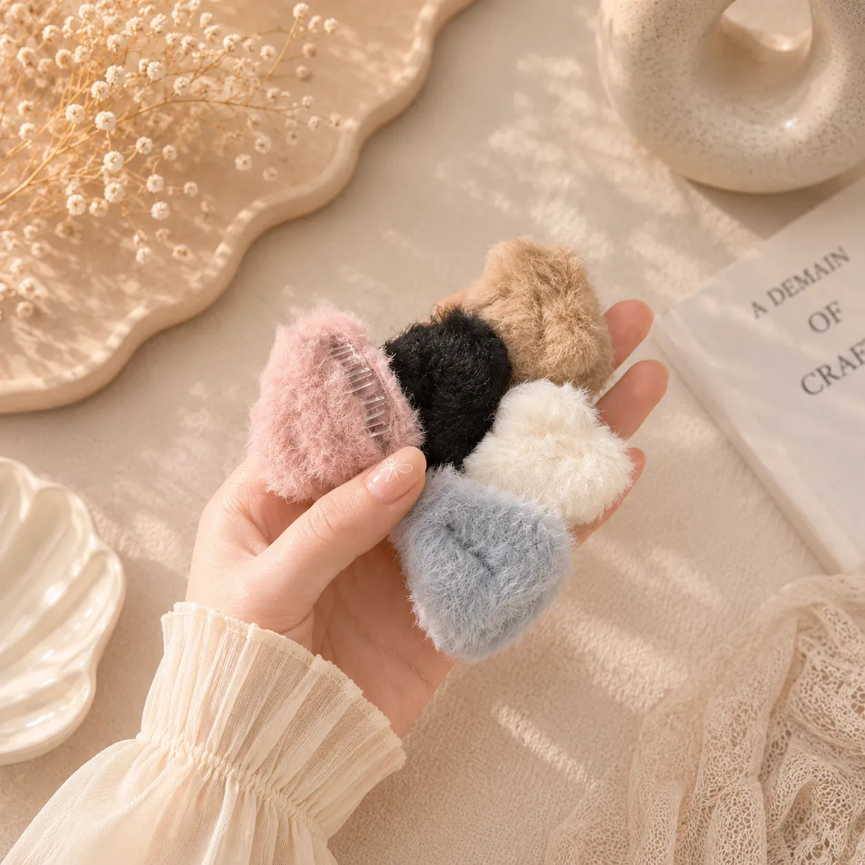 Korean mini fur  Hair Claw (1Dz) - UBKWS2845