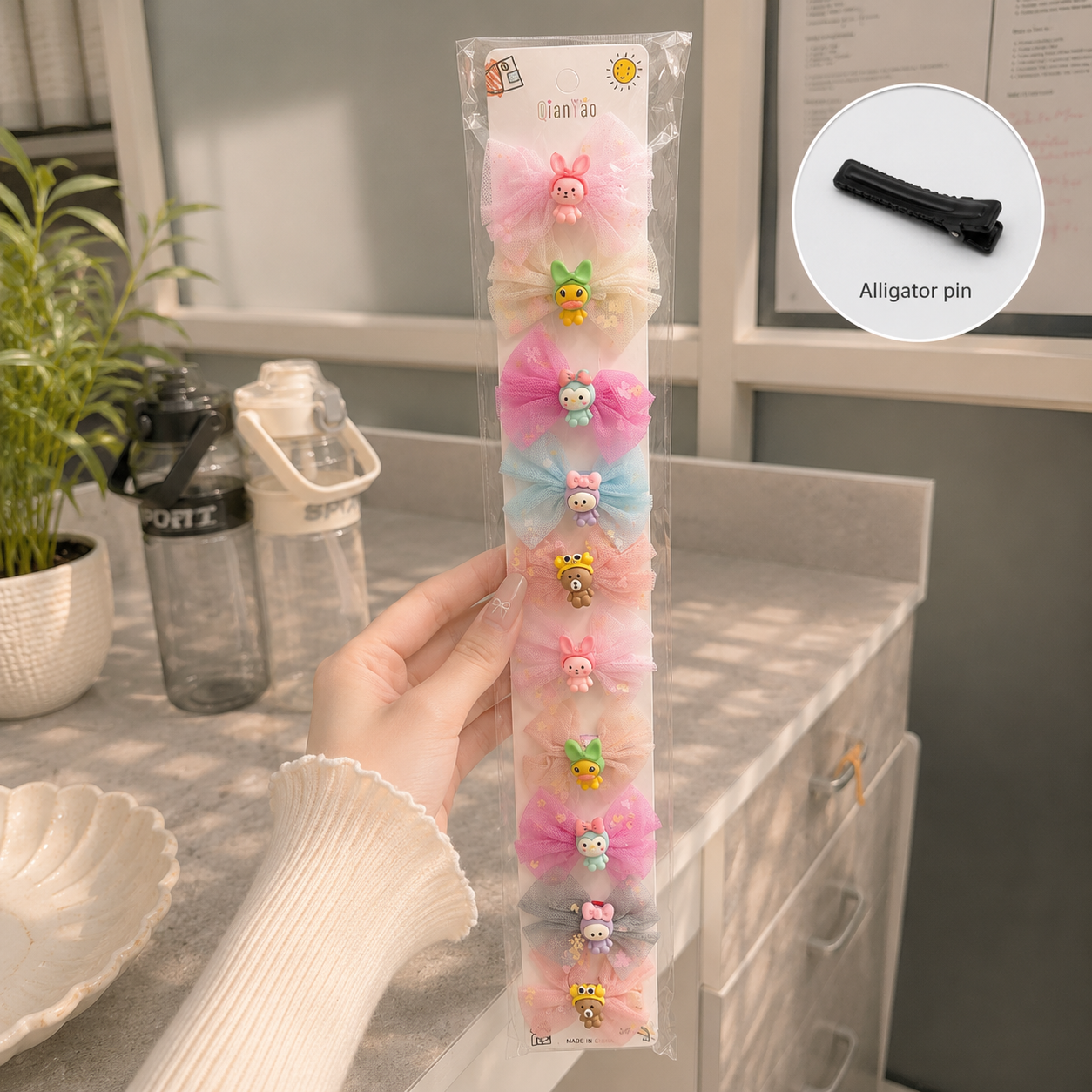 Printed hair bow (10 Pcs) - UBKWS2911