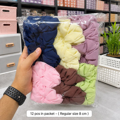 🇮🇳♥️ Hand made Georgette Scrunchies Set (1Dz)  - UBKWS4078