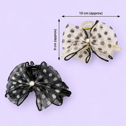 XL Polka Dot Organza Bow Hair Claw (1Dz) – UBKWS4298