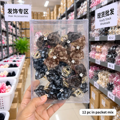 Korean Medium hair bows (1Dz) - UBKWS2982