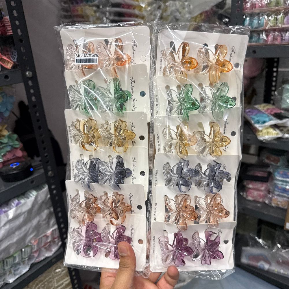 Transparent Dual-Tone Flower Hair Claw (1Dz) - UBKWS2482