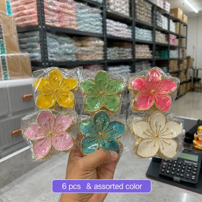 XL Premium flower metal hair claw (6Pcs) - UBKWS2804